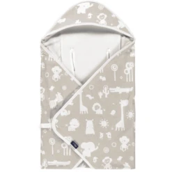 Alvi ® Coperta Da Viaggio Light Animali Dello Zoo Taupe 80 X 80 Cm