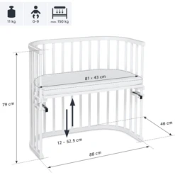 Babybay Lettino Co-sleeping Original Extra Traspirante - Bianco -Bambino Forniture Negozio babybay lettino co sleeping original extra traspirante bianco a041086 4