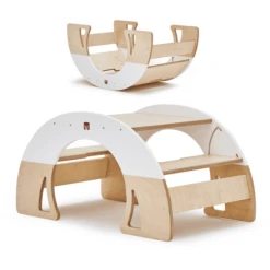 Bianconiglio Kids® Tavolo A Dondolo DONDO Multifunzionale, Legno/bianco