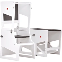 Bianconiglio Kids® Torre Di Apprendimento Montessoriana Transformer R Con Lavagna, Bianco Opaco