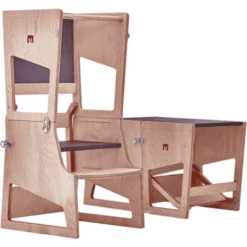 Bianconiglio Kids® Torre Di Apprendimento Montessoriana Transformer R Con Lavagna, Laccato Naturale