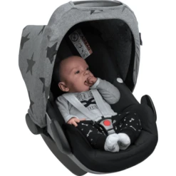 DOOKY Copertura Parasole Per Seggiolini Auto, Grey Stars -Bambino Forniture Negozio dooky copertura parasole per seggiolini auto grey stars a396162 2