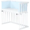 Dreamgood Lettino Co-sleeping In Faggio Laccato Bianco | Materasso Prime Air | Paracolpi, Celeste A Pois Bianchi