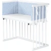 Dreamgood Lettino Co-sleeping In Faggio Laccato Bianco | Materasso Prime | Paracolpi, Blu Con Stelle Bianco/blu Zaffiro