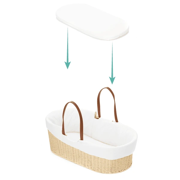 Fillikid Culla In Vimini Naturale Con Bordo Foderato E Materasso Bianco 2 Fillikid Culla In Vimini Naturale Con Bordo Foderato E Materasso Bianco - immagine 2
