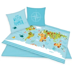 HERDING Set Lenzuola Mappamondo 135 X 200cm -Bambino Forniture Negozio herding set lenzuola mappamondo 135 x 200cm a262153 2