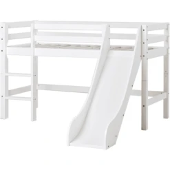 Hoppekids Mezzo Letto A Soppalco Basic Con Scivolo Bianco 70 X 160 Cm