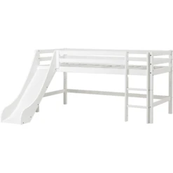 Hoppekids Mezzo Letto A Soppalco Basic Con Scivolo Bianco 70 X 190 Cm -Bambino Forniture Negozio hoppekids mezzo letto a soppalco basic con scivolo bianco 70 x 190 cm a305518 4