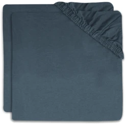 Jollein Lenzuolo A Pieghe Cradle Jersey 40/50x80/90cm Confezione Da 2 Jeans Blu