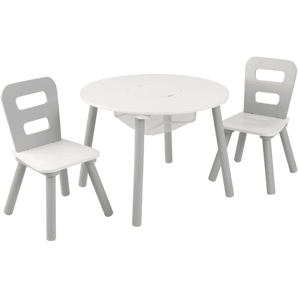 KidKraft® Tavolo Rotondo Con Due Sedie Bianco/grigio 2 KidKraft® Tavolo Rotondo Con Due Sedie Bianco/grigio - immagine 2