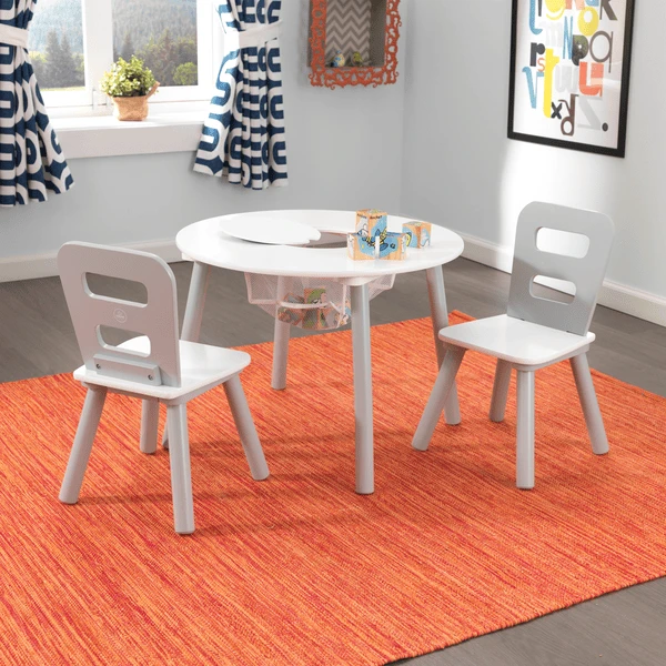 KidKraft® Tavolo Rotondo Con Due Sedie Bianco/grigio 3 KidKraft® Tavolo Rotondo Con Due Sedie Bianco/grigio - immagine 3