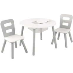 KidKraft® Tavolo Rotondo Con Due Sedie Bianco/grigio
