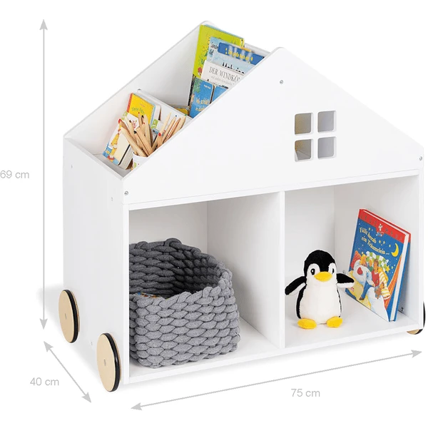 Pinolino Libreria Per Bambini "Hus" Con Rotelle, Bianco 2 Pinolino Libreria Per Bambini "Hus" Con Rotelle, Bianco - immagine 2