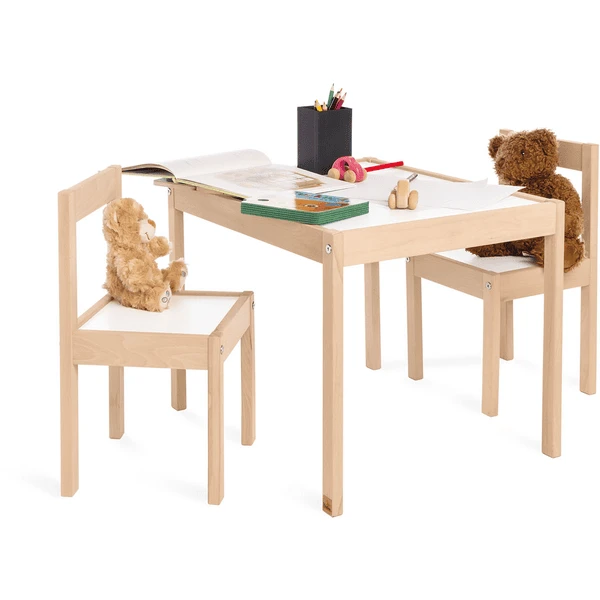 PINOLINO Tavolino E Sedie Olaf 3 Pezzi, Legno Naturale/bianco 2 PINOLINO Tavolino E Sedie Olaf 3 Pezzi, Legno Naturale/bianco - immagine 2