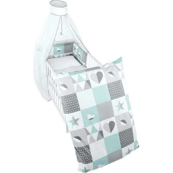 Roba Set Culla 4 Pezzi 100 X 135cm, Happy Patch Mint 1 Roba Set Culla 4 Pezzi 100 X 135cm, Happy Patch Mint