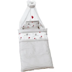 Roba Set Lettino 4 Pezzi 100x135cm Guffetto, Grigio Bianco Stampato