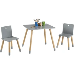 Roba Set Tavolino E Due Sedie, Grigio/legno -Bambino Forniture Negozio roba set tavolino e due sedie grigio legno a285835 3