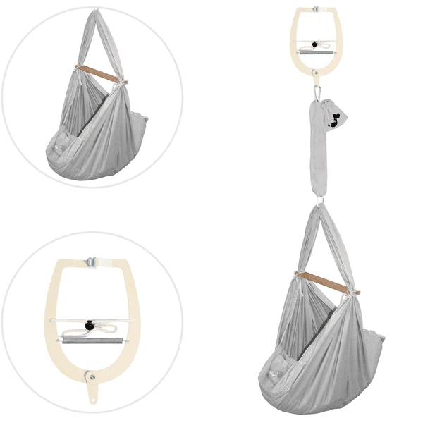 SCHMUSEWOLKE Amaca Per Bambini Con Morsetto Per Porta Bio Grey 2 SCHMUSEWOLKE Amaca Per Bambini Con Morsetto Per Porta Bio Grey - immagine 2