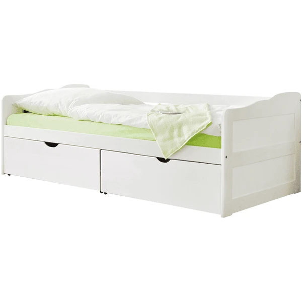 TiCAA Divano Letto Melanie Con Cassetto 90 X 200 Cm, Pino Bianco 2 TiCAA Divano Letto Melanie Con Cassetto 90 X 200 Cm, Pino Bianco - immagine 2