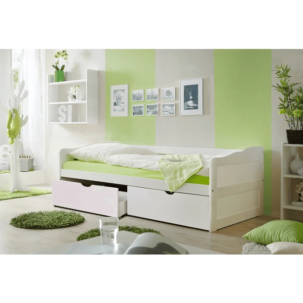 TiCAA Divano Letto Melanie Con Cassetto 90 X 200 Cm, Pino Bianco 3 TiCAA Divano Letto Melanie Con Cassetto 90 X 200 Cm, Pino Bianco - immagine 3
