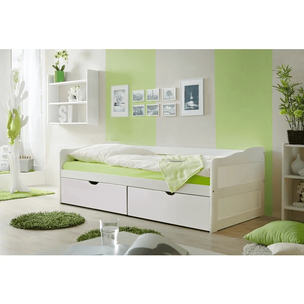 TiCAA Divano Letto Melanie Con Cassetto 90 X 200 Cm, Pino Bianco 4 TiCAA Divano Letto Melanie Con Cassetto 90 X 200 Cm, Pino Bianco - immagine 4