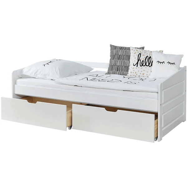 TiCAA Divano Letto Micki Beech Bianco Con 2 Cassetti Aden 2 TiCAA Divano Letto Micki Beech Bianco Con 2 Cassetti Aden - immagine 2