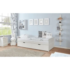 TiCAA Divano Letto Theodor 90 X 200 Cm Bianco Pino Con 2 Cassetti Aden -Bambino Forniture Negozio ticaa divano letto theodor 90 x 200 cm bianco pino con 2 cassetti aden a303182 2
