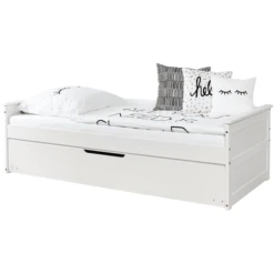 TiCAA Divano Letto Theodor 90 X 200 Cm Bianco Pino Con Letto Aggiuntivo