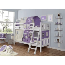 TiCAA Letto A Castello Erni, Faggio Bianco Cavallo Viola -Bambino Forniture Negozio ticaa letto a castello erni faggio bianco cavallo viola a327600 3