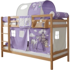 TiCAA Letto A Castello Rene, Faggio Nature Cavallo Viola -Bambino Forniture Negozio ticaa letto a castello rene faggio nature cavallo viola a327658 2