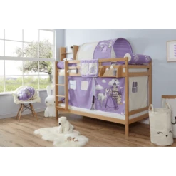 TiCAA Letto A Castello Rene, Faggio Nature Cavallo Viola -Bambino Forniture Negozio ticaa letto a castello rene faggio nature cavallo viola a327658 3