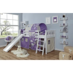TiCAA Letto Con Scivilo Ekki, Faggio Bianco Cavallo Viola -Bambino Forniture Negozio ticaa letto con scivilo ekki faggio bianco cavallo viola a327597 3