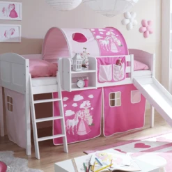 TICAA Letto Con Scivolo EKKI Pino Bianco Country - Il Cavallo Magico - Rosa -Bambino Forniture Negozio ticaa letto con scivolo ekki pino bianco country il cavallo magico rosa a075639 2