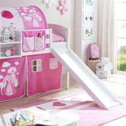 TICAA Letto Con Scivolo EKKI Pino Bianco Country - Il Cavallo Magico - Rosa -Bambino Forniture Negozio ticaa letto con scivolo ekki pino bianco country il cavallo magico rosa a075639 3