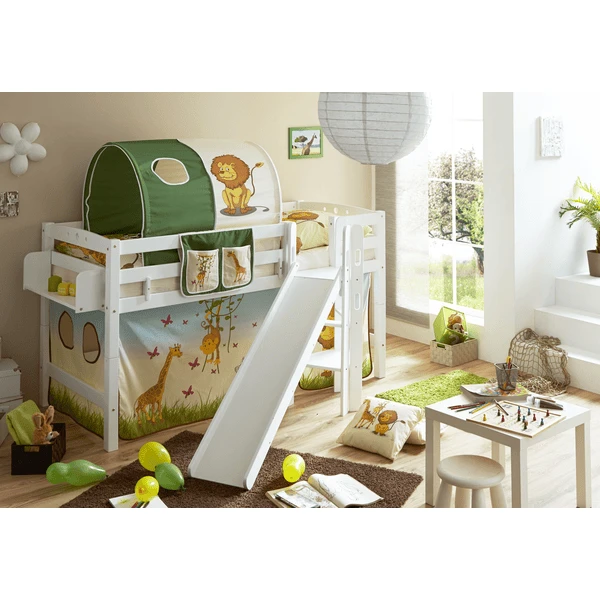 TICAA Letto Rialzato Con Scivolo Tino Bianco - Safari 4 TICAA Letto Rialzato Con Scivolo Tino Bianco - Safari - immagine 4