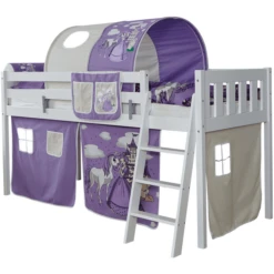 TiCAA Letto Rialzato Eric, Faggio Bianco Cavallo Viola -Bambino Forniture Negozio ticaa letto rialzato eric faggio bianco cavallo viola a327594 2