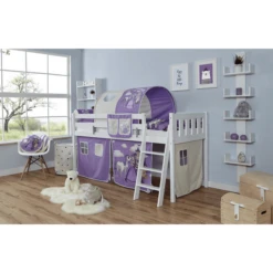 TiCAA Letto Rialzato Eric, Faggio Bianco Cavallo Viola -Bambino Forniture Negozio ticaa letto rialzato eric faggio bianco cavallo viola a327594 3