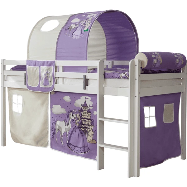 TiCAA Letto Rialzato Rene, Faggio Bianco Cavallo Viola 1 TiCAA Letto Rialzato Rene, Faggio Bianco Cavallo Viola