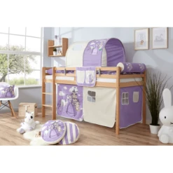 TiCAA Letto Rialzato Rene, Faggio Nature Cavallo Viola 7 TiCAA Letto Rialzato Rene, Faggio Nature Cavallo Viola -Bambino Forniture Negozio ticaa letto rialzato rene faggio nature cavallo viola a327663 3