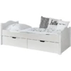 TiCAA Letto Singolo Leni 100 X 200 Cm In Pino Bianco Con 2 Cassetti Aden