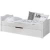 TiCAA Letto Singolo Leni 100 X 200 Cm Kiefer Bianco Con Letto Aggiuntivo