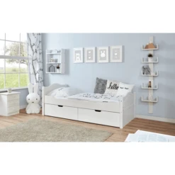 TiCAA Letto Singolo Leni 90 X 200 Cm In Pino Bianco Con 2 Cassetti Aden -Bambino Forniture Negozio ticaa letto singolo leni 90 x 200 cm in pino bianco con 2 cassetti aden a303512 2