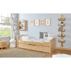 TiCAA Letto Singolo Leni 90 X 200 Cm Pino Nature, Con Letto Aggiuntivo -Bambino Forniture Negozio ticaa letto singolo leni 90 x 200 cm pino nature con letto aggiuntivo a327391 2