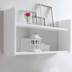 TICAA Mensola Da Parete In Pino Bianco 2 Livelli, Lunga