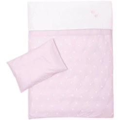 Träumeland Set Biancheria Lettino 2 Pezzi Corona Rosa 80x80cm