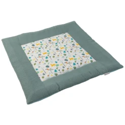 Ullenboom Coperta A Gattoni Waffle Piqué Motivo Salvia Verde Foresta Pluviale 100x100 Cm